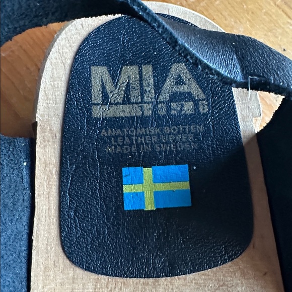 MIA Sofia Swedish black leather boho wooden sole buckle clog. Sz USA 10/Euro 40 - Picture 9 of 13
